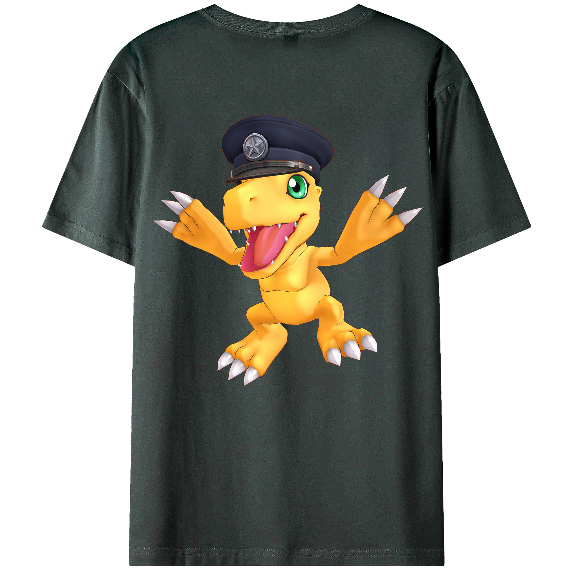 （画像用） Digimon デジタルモンスター/デジモン 綿100％ メンズ半袖Tシャツ（バックプリント） 通気性